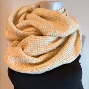 J Crew Waffle Knit Infinity Scarf Tan Ivory Cream Beige Wool Blend